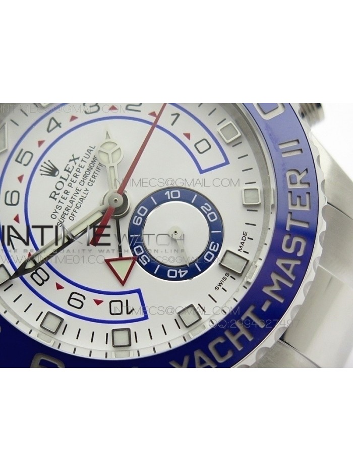 YachtMaster II 116680 SS NEW VERSION JF 1:1 Best Edition White Dial Blue Ceramic Bezel on Bracelet A7750