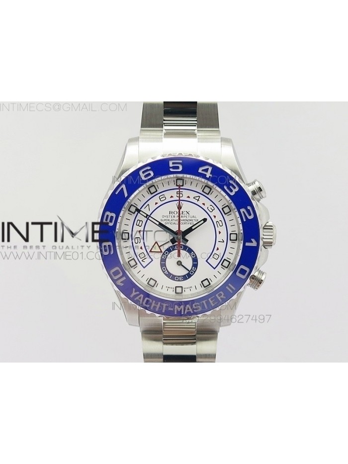 YachtMaster II 116680 SS JF 1:1 Best Edition White Dial Blue Ceramic Bezel on Bracelet A7750