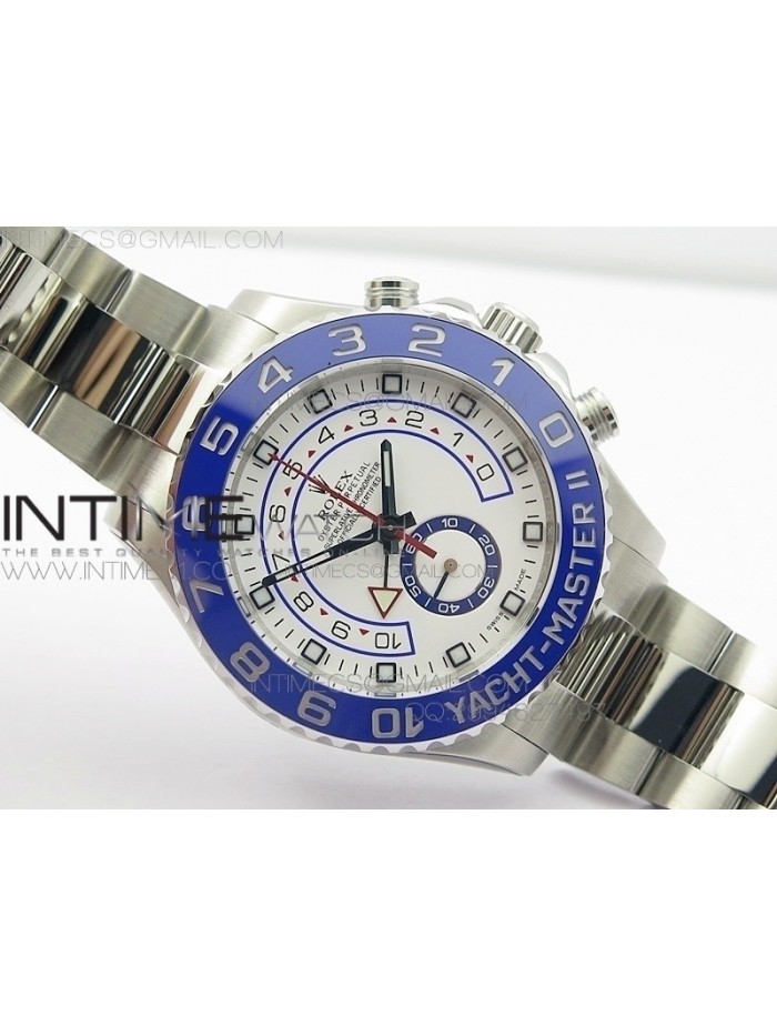 YachtMaster II 116680 SS JF 1:1 Best Edition White Dial Blue Ceramic Bezel on Bracelet A7750