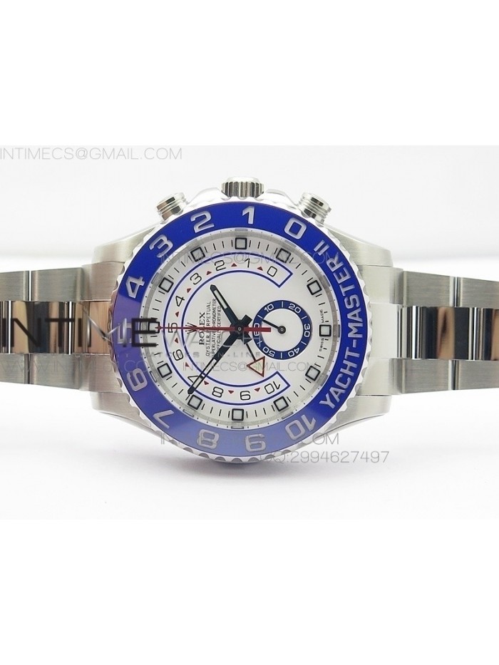 YachtMaster II 116680 SS JF 1:1 Best Edition White Dial Blue Ceramic Bezel on Bracelet A7750