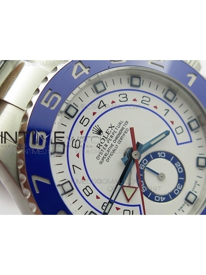 YachtMaster II 116680 SS JF 1:1 Best Edition White Dial Blue Ceramic Bezel on Bracelet A7750