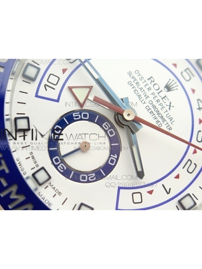 YachtMaster II 116680 SS JF 1:1 Best Edition White Dial Blue Ceramic Bezel on Bracelet A7750