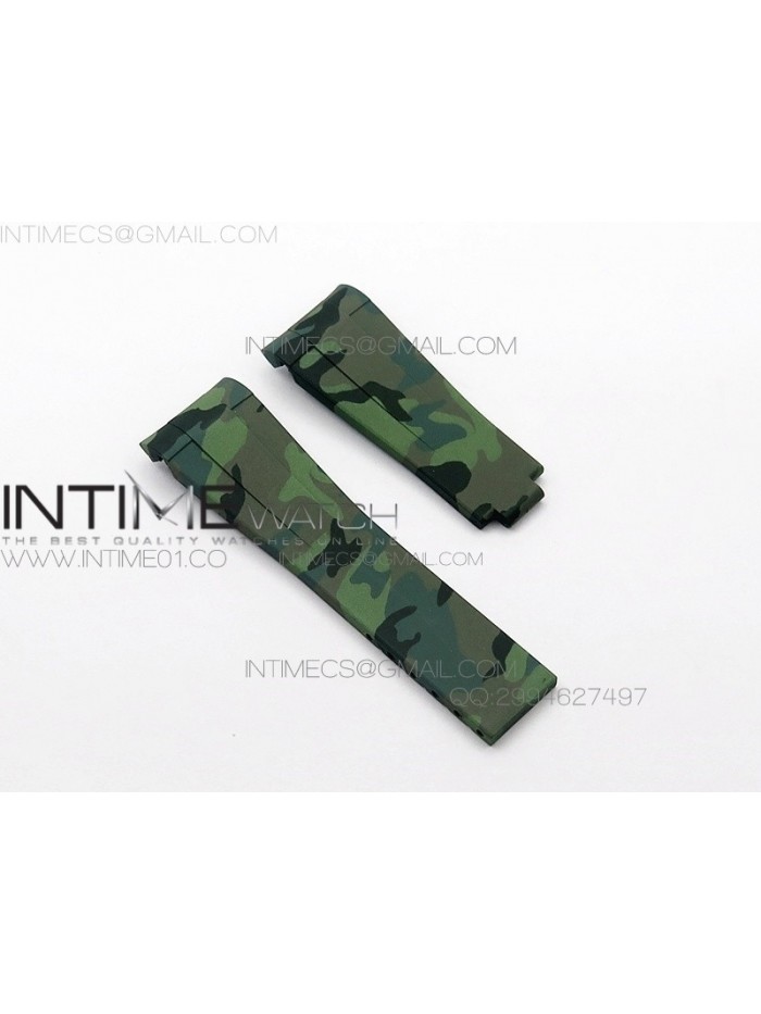 Camouflage RubberB Green Strap for deployant buckle Rolex Submariner, GMT Master II, Yacht-Master