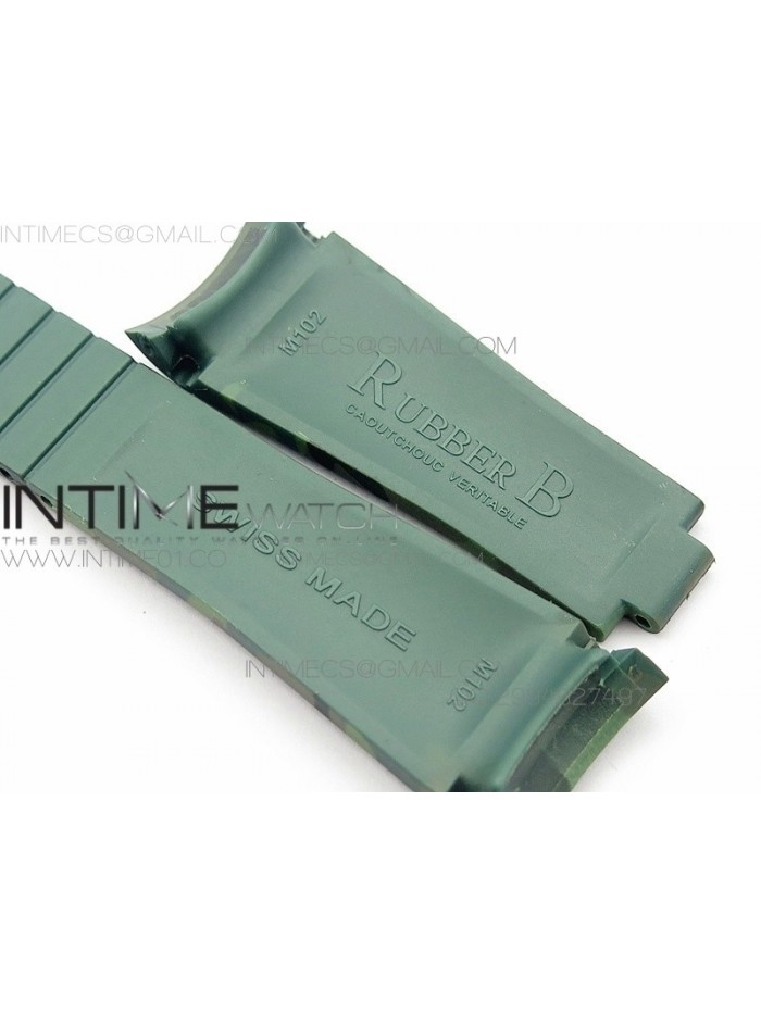 Camouflage RubberB Green Strap for deployant buckle Rolex Submariner, GMT Master II, Yacht-Master