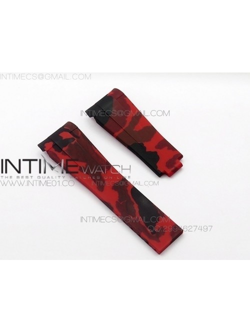 Camouflage RubberB Red Strap for deployant buckle ...