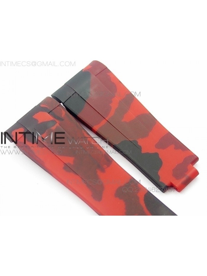 Camouflage RubberB Red Strap for deployant buckle Rolex Submariner, GMT Master II, Yacht-Master