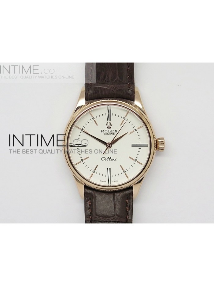 Cellini 50505 BP Maker RG White Dial on Brown Leather Strap A2824