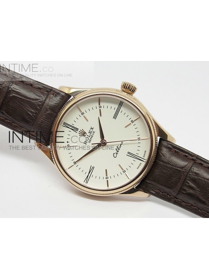 Cellini 50505 BP Maker RG White Dial on Brown Leather Strap A2824