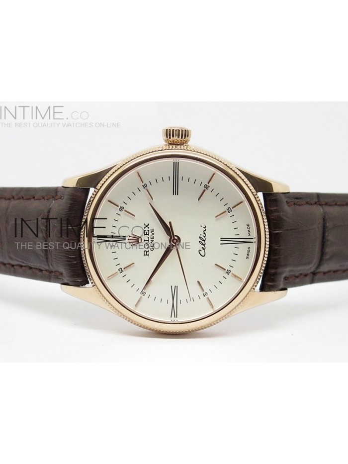 Cellini 50505 BP Maker RG White Dial on Brown Leather Strap A2824