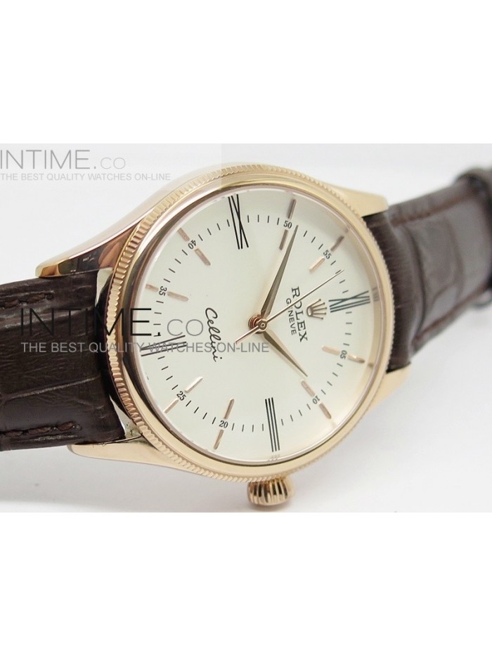 Cellini 50505 BP Maker RG White Dial on Brown Leather Strap A2824