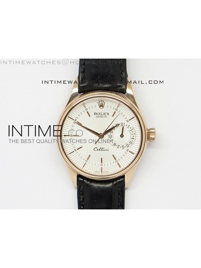 Cellini Date BP Maker RG White Dial on Black Leather Strap A2824