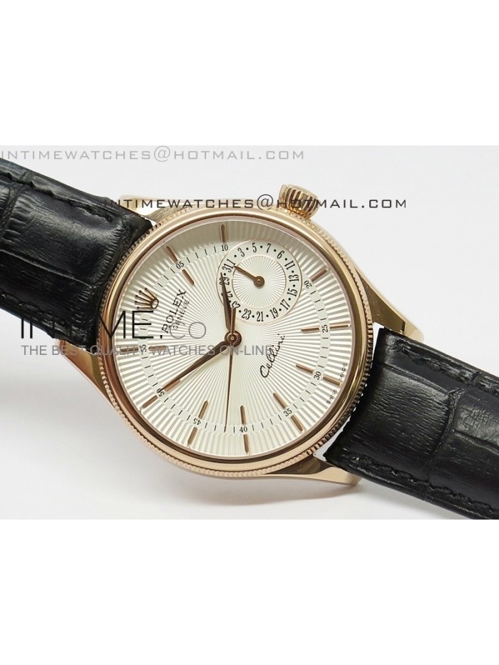 Cellini Date BP Maker RG White Dial on Black Leather Strap A2824