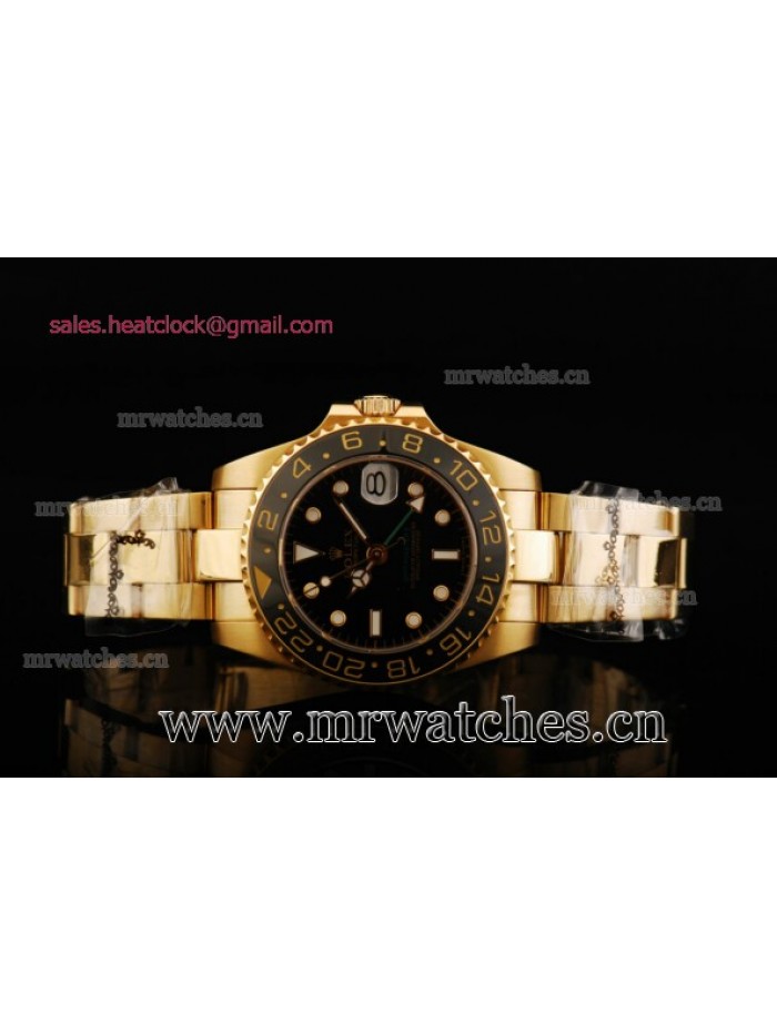 Rolex GMT-Master II Black Dial Yellow Gold Mens Watch - 80319