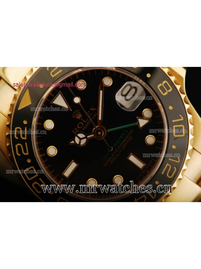 Rolex GMT-Master II Black Dial Yellow Gold Mens Watch - 80319