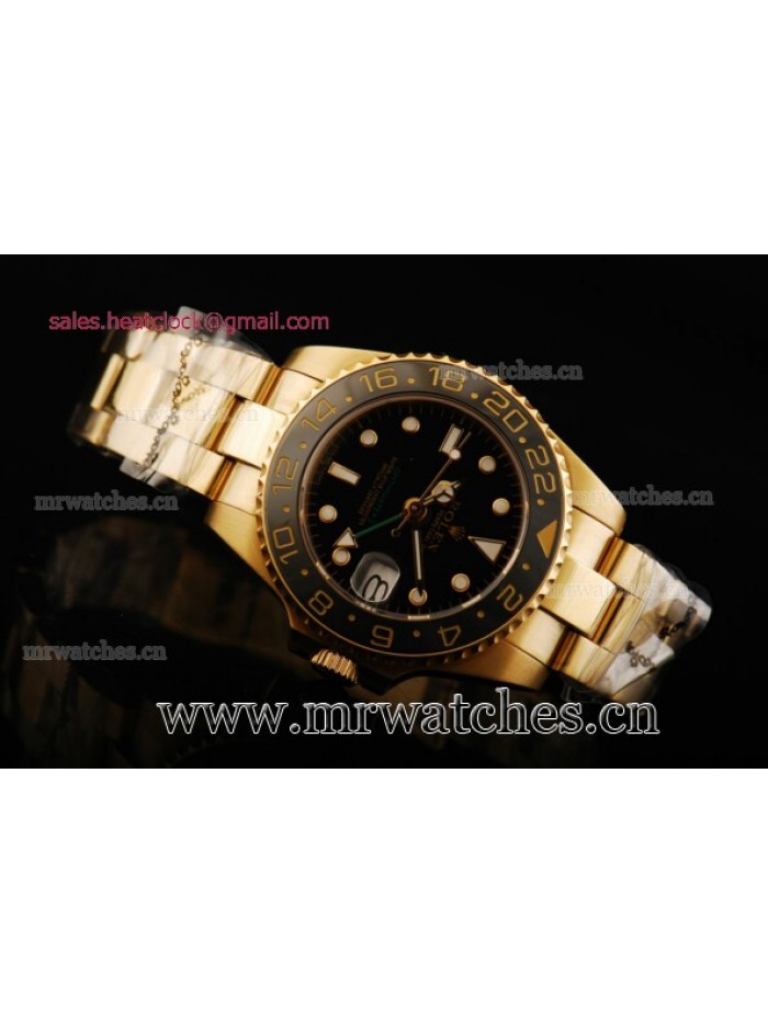 Rolex GMT-Master II Black Dial Yellow Gold Mens Watch - 80319