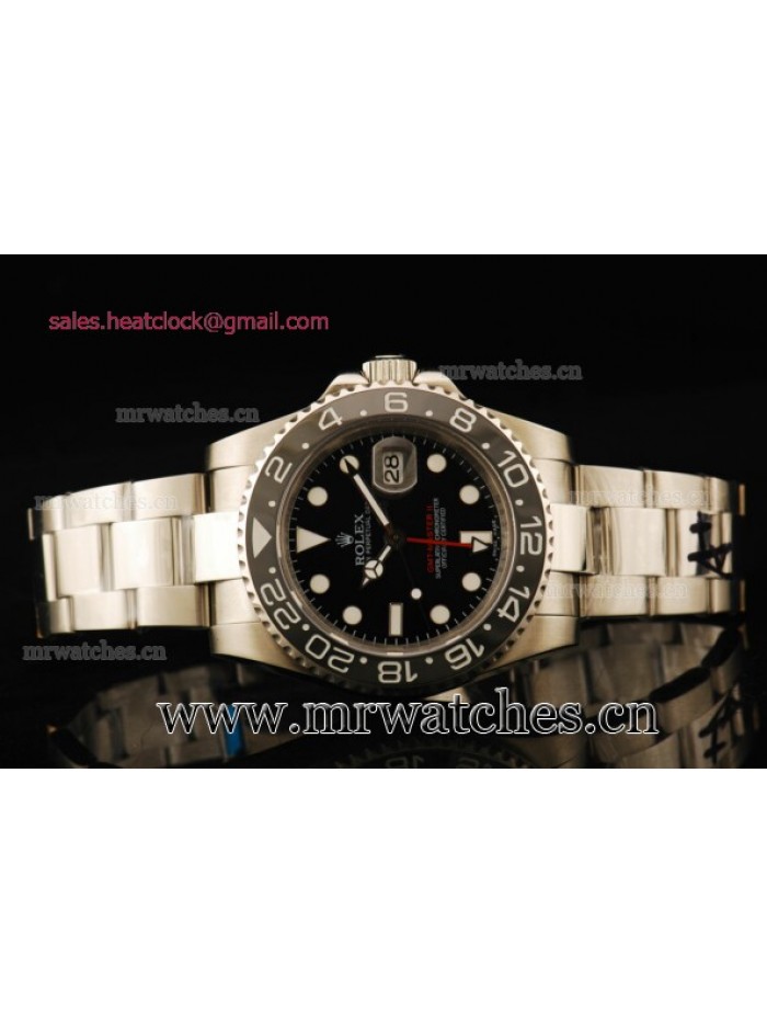 Rolex GMT-Master II Black Dial Full Steel Mens Watch - 116710SL