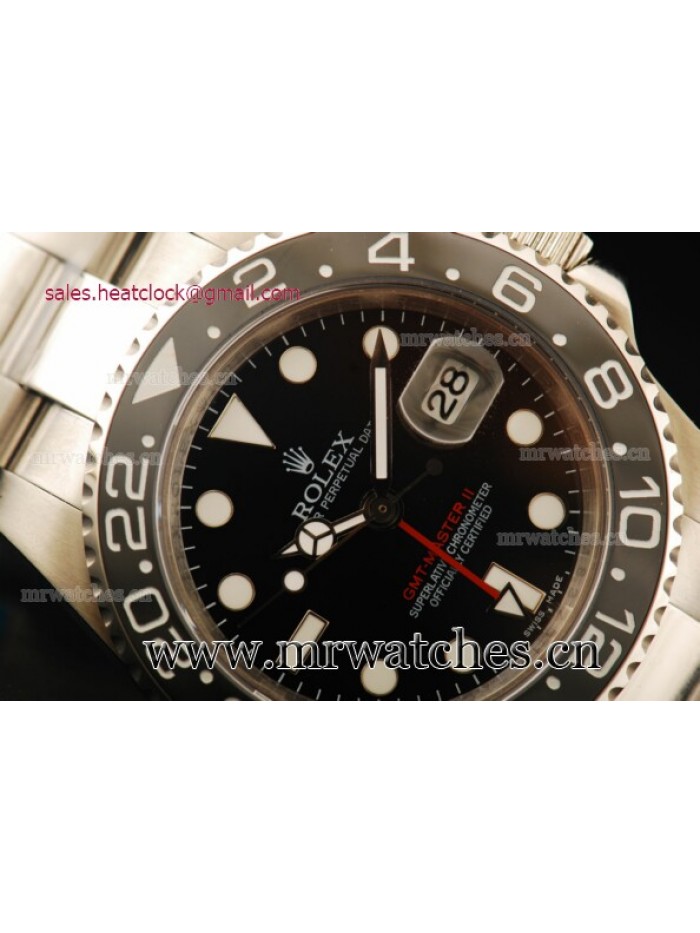 Rolex GMT-Master II Black Dial Full Steel Mens Watch - 116710SL