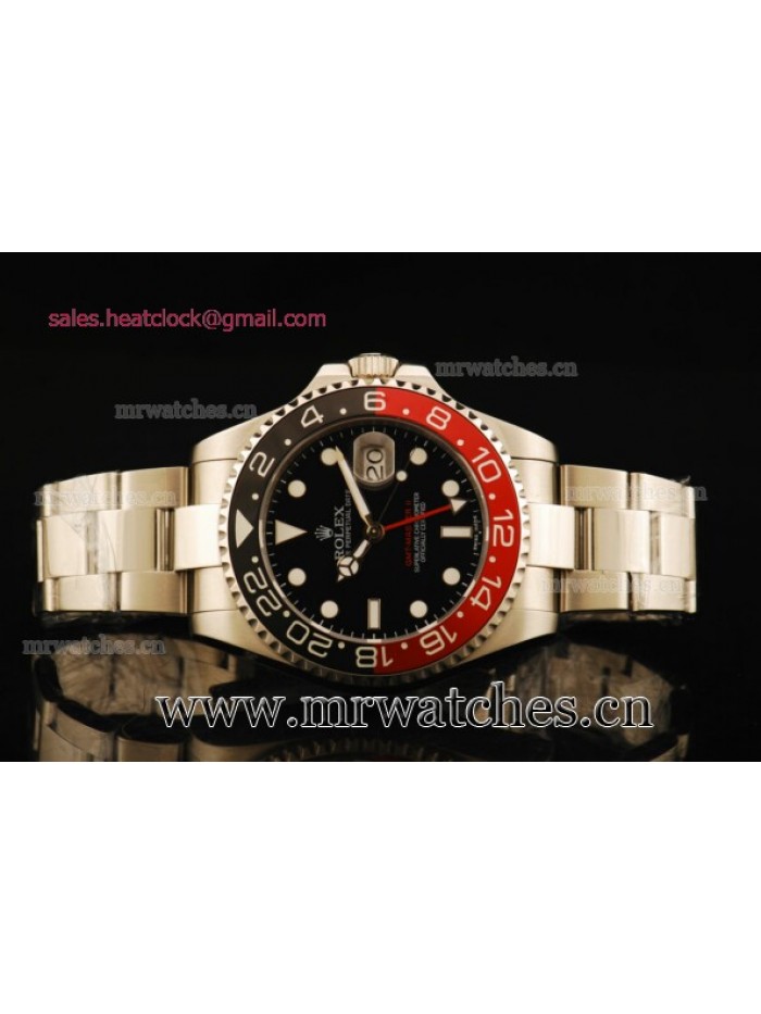 Rolex GMT-Master II Black/Red Bezel Full Steel Mens Watch - 116710SL