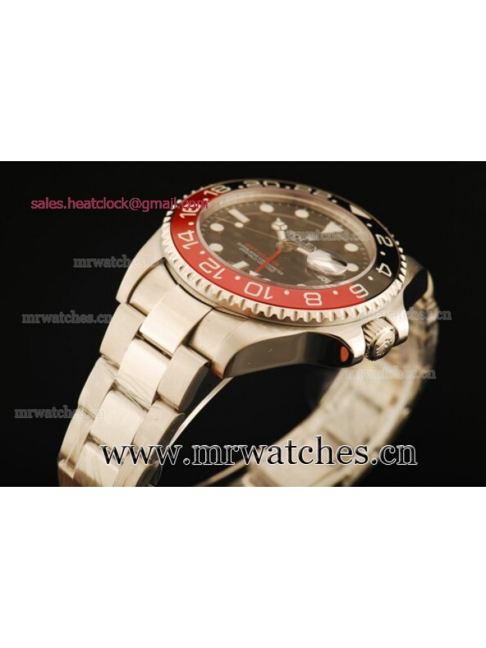 Rolex GMT-Master II Black/Red Bezel Full Steel Mens Watch - 116710SL