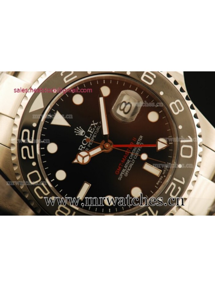 Rolex GMT-Master II Black Dial Full Steel Mens Watch - 116710SRH