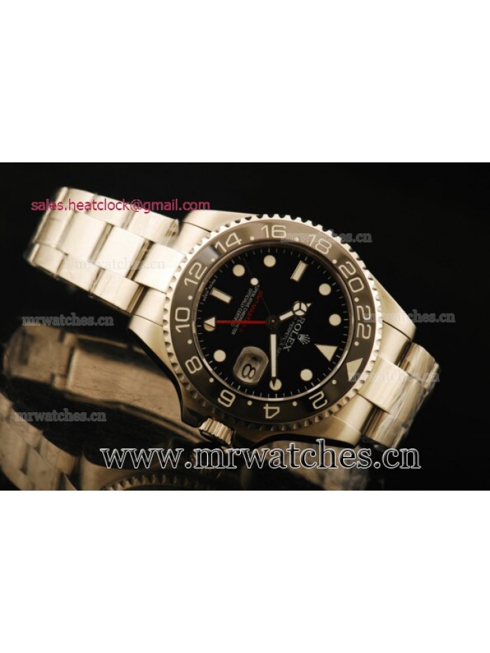 Rolex GMT-Master II Black Dial Full Steel Mens Watch - 116710SRH