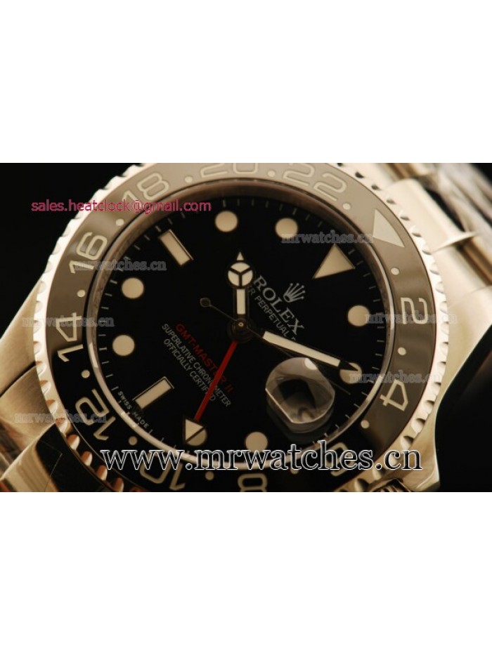 Rolex GMT-Master II Black Dial Full Steel Mens Watch - 116710SRH