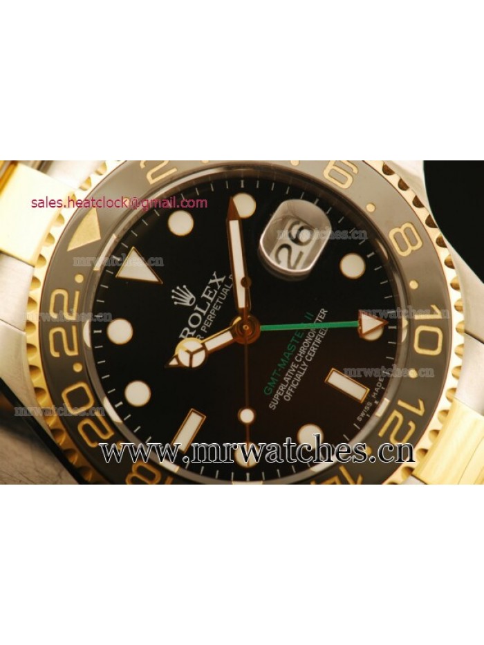 Rolex GMT-Master II Black Dial Yellow Gold Mens Watch - 1671308