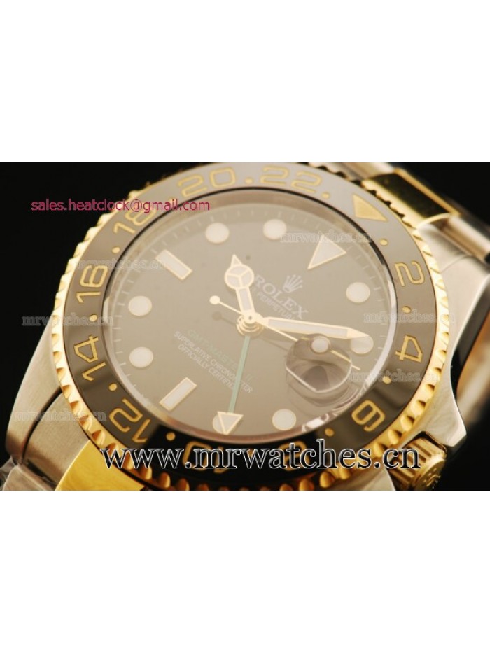 Rolex GMT-Master II Black Dial Yellow Gold Mens Watch - 1671308