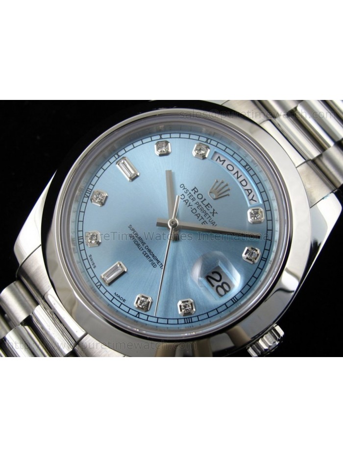 Day-Date II SS Ice-Blue Diamond Dial A3156 Best Edition