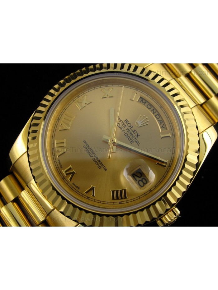 Day-Date II Yellow Gold Gold Roman Dial A3156 Best Edition