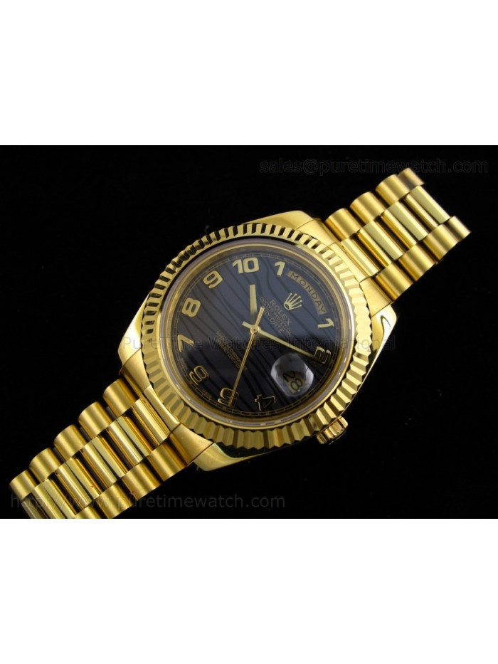 Day-Date II Yellow Gold Black Numeral Dial A3156 Best Edition