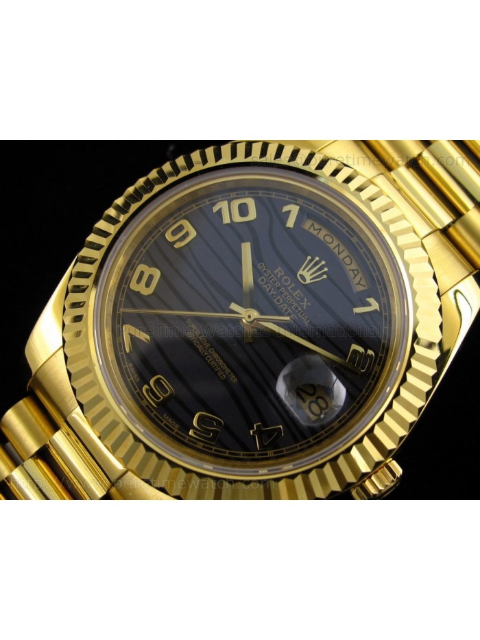 Day-Date II Yellow Gold Black Numeral Dial A3156 Best Edition