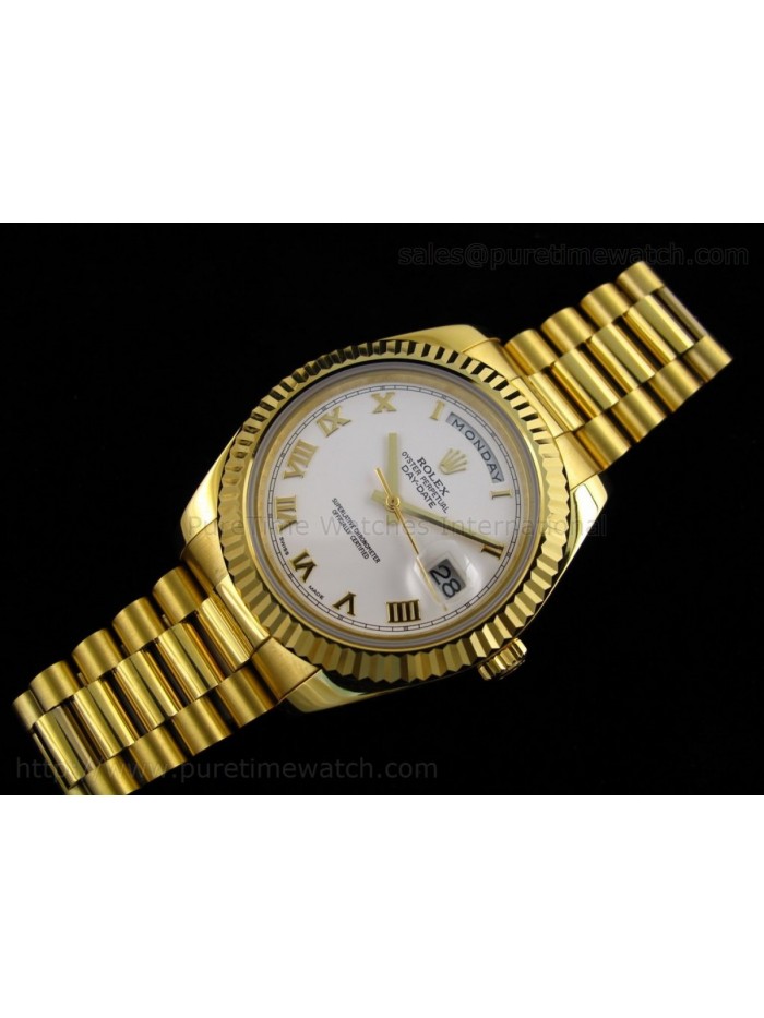 Day-Date II Yellow Gold White Roman Dial A3156 Best Edition