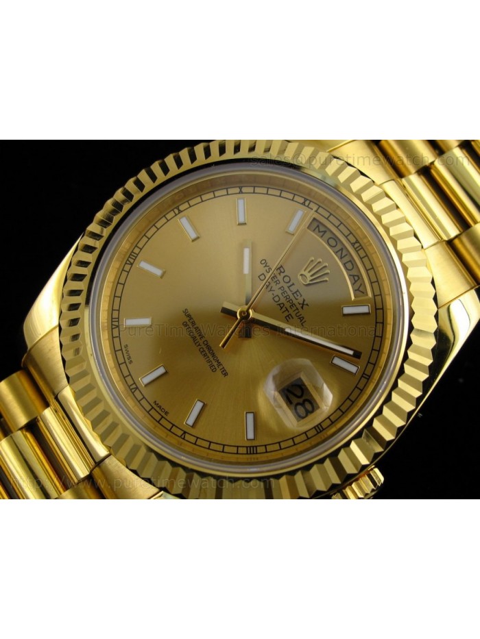 Day-Date II Yellow Gold Gold Stick Dial A3156 Best Edition