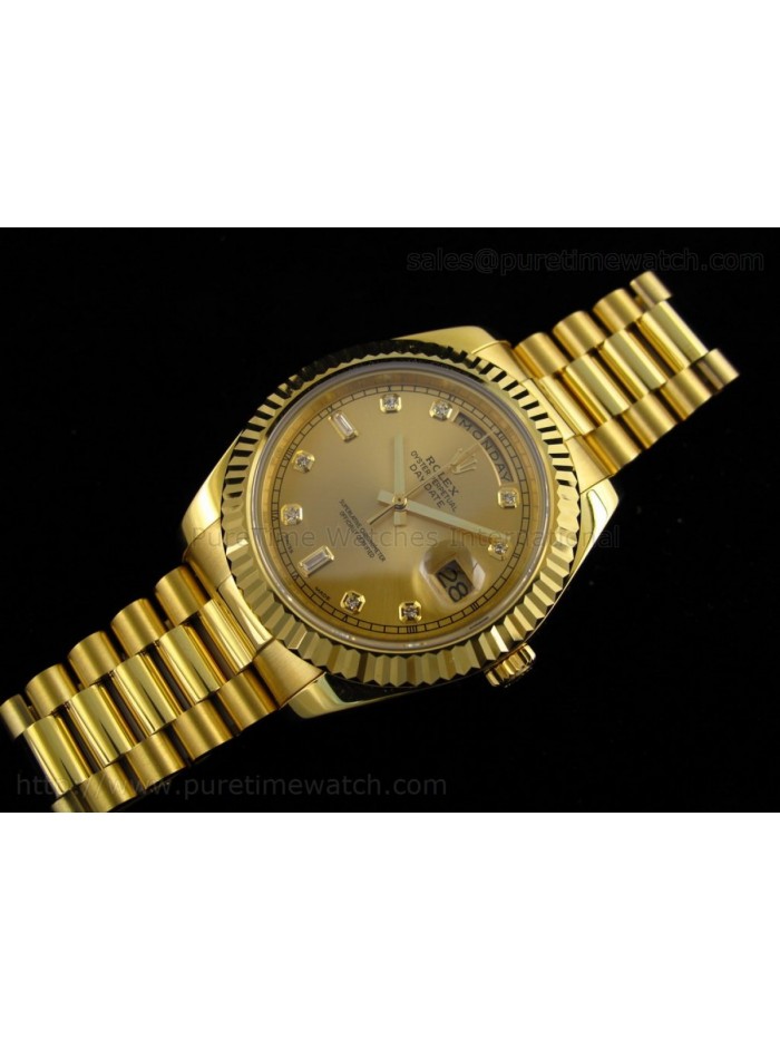 Day-Date II Yellow Gold Gold Diamond Dial A3156 Best Edition