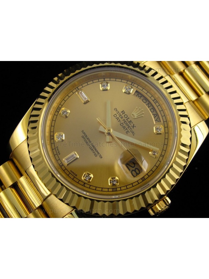 Day-Date II Yellow Gold Gold Diamond Dial A3156 Best Edition